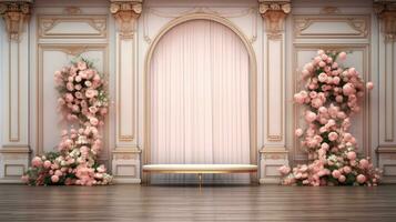 AI generated Classic wedding background design for your project photo