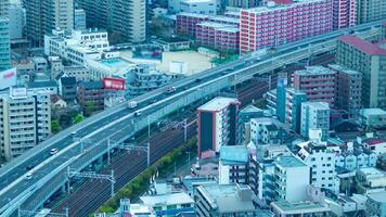 A timelapse of traffic jam on the highway in Osaka by high angle view zoom video