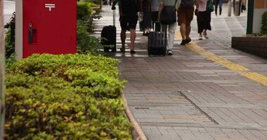 A walking people's leg at the city street in Nishishinjuku Tokyo telephoto shot video