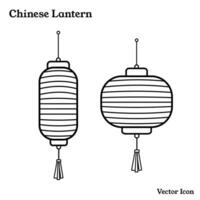 Two chinese lantern with long and round shape vector icon illustration set collection isolated on plain white background. Lunar chinese new year themed drawing.