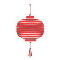 Chinese lantern round shape vector icon illustration with red colored shadow silhouette isolated on plain white background. Lunar chinese new year themed drawing.