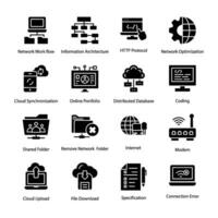 Pack of Data Hosting Icon Vectors