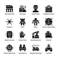 AI and VR Glyph Vector Icons Set