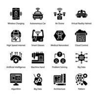 Robotics Glyph Vector Icons Set