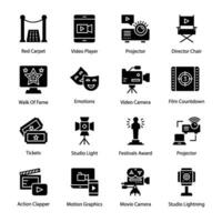 Pack of Film Production Icons vector