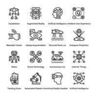 Artificial Intelligence Line Vector Icons Set