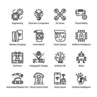 AI and Reality Line Vector Icons Set