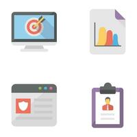 Data Chart Flat Icon Set vector