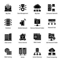 Computer Data and Networks Glyph Vector Icons