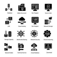 Pack of Web Hosting Icon Vectors