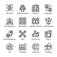 AI Learning Line Vector Icons Set