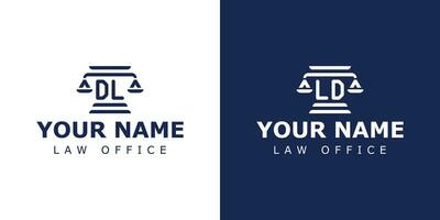 Letter DL and LD Legal Logo, suitable for lawyer, legal, or justice with DL or LD initials vector