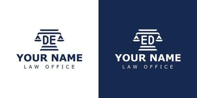 letra Delaware y ed legal logo, adecuado para abogado, legal, o justicia con Delaware o ed iniciales vector