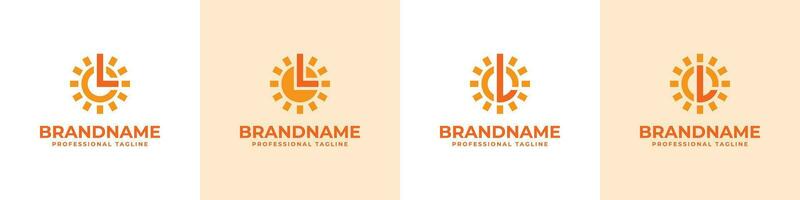 Letter L Sun Logo Set, suitable for business related to solar with L initial vector