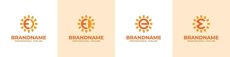 Letter E Sun Logo Set, suitable for business related to solar with E initial vector