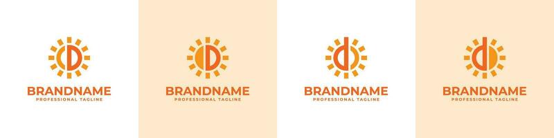 Letter D Sun Logo Set, suitable for business related to solar with D initial vector