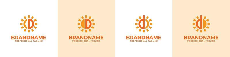 Letter D Sun Logo Set, suitable for business related to solar with D initial vector