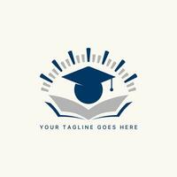 Logo design graphic concept creative premium abstract vector sign unique stock graduation hat and book layer paper Related education university school