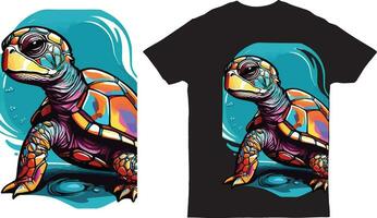 un psicodélico gráfico diseño con un Tortuga camiseta impresión.eps vector