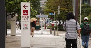 A walking people's leg at the city street in Nishishinjuku Tokyo telephoto shot video