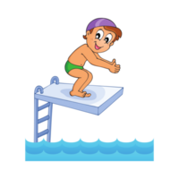 AI generated Baby diver vector image,, Boy Springboard Swimming PNG Transparent