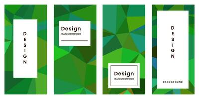 set of brochures with abstract geometric green colorful vibrant background vector