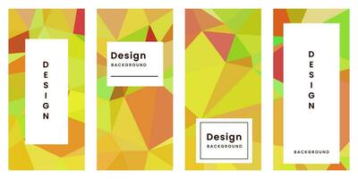 set of brochures with abstract geometric yellow colorful vibrant background vector