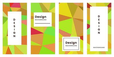 set of brochures with abstract geometric yellow colorful vibrant background vector