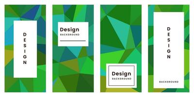 set of brochures with abstract geometric green colorful vibrant background vector