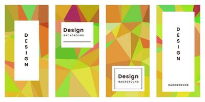 set of brochures with abstract geometric yellow colorful vibrant background vector