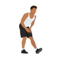 Man doing standing hamstring stretch exercise. vector