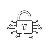 Blockchain vector line icon or design element in outline style.