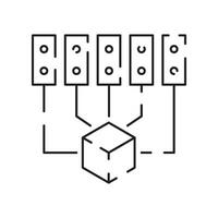 blockchain y bitcoin tecnología línea icono colocar. vector criptomoneda íconos elemento. conteniendo cadena de bloques, distribución, y descentralizado finanzas.