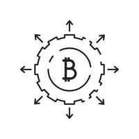 Blockchain and Bitcoin technology line icon set. Vector cryptocurrency icons element. Containing blockchain, distribution, and decentralized finance.