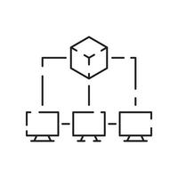 Blockchain and Bitcoin technology line icon set. Vector cryptocurrency icons element. Containing blockchain, distribution, and decentralized finance.