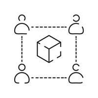 Blockchain vector line icon or design element in outline style.