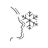 Frozen winter cold icon, frostbite limb, with snowflake, thin line symbol editable stroke vector illustration. Frostbite injury.