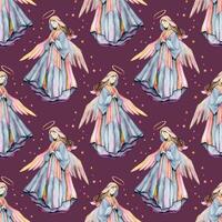 Watercolor seamless pattern with angels. For wrappers, postcards, gift boxes photo