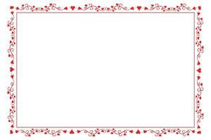 Heart Swirl Romantic Love ornaments isolated border layout, red hearts ornate award frame border, Valentines Day Card Border Square frame design, decorative heart rectangle frame vector element