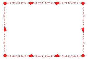 Heart Swirl Romantic Love ornaments isolated border layout, red hearts ornate award frame border, Valentines Day Card Border Square frame design, decorative heart rectangle frame vector element