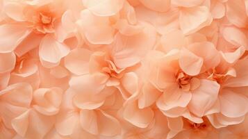 AI generated The flowers petals are a soft peach color, close up macro nature background. photo