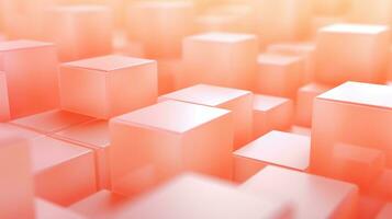 AI generated Cubes, abstract background of soft peach color. Trendy color 2024 Peach Fuzz photo