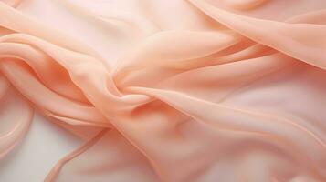 AI generated Color of the year 2024 Peach Fuzz. Silk fabric with a delicate peach color. photo