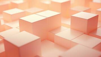 AI generated Cubes, abstract background of soft peach color. Trendy color 2024 Peach Fuzz photo