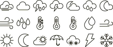 Outline weather clipart Doodle art sketch Vector illustration