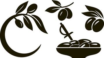 Olive clipart branch leaf fruit Stencil vector