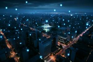 AI generated City online Sapporo business district area in internet spot network photo