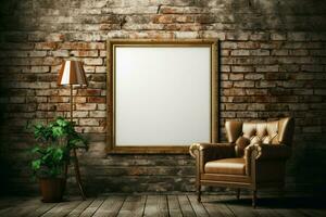 AI generated Classic allure Room interior vintage with white brick wall aesthetic photo