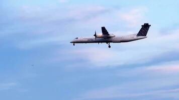 Aircraft Flying Over Sea, Approaching to Land on Runway video