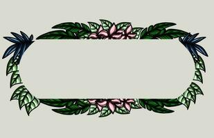 frame the border with an arrangement of leaves and flowers. Vector design